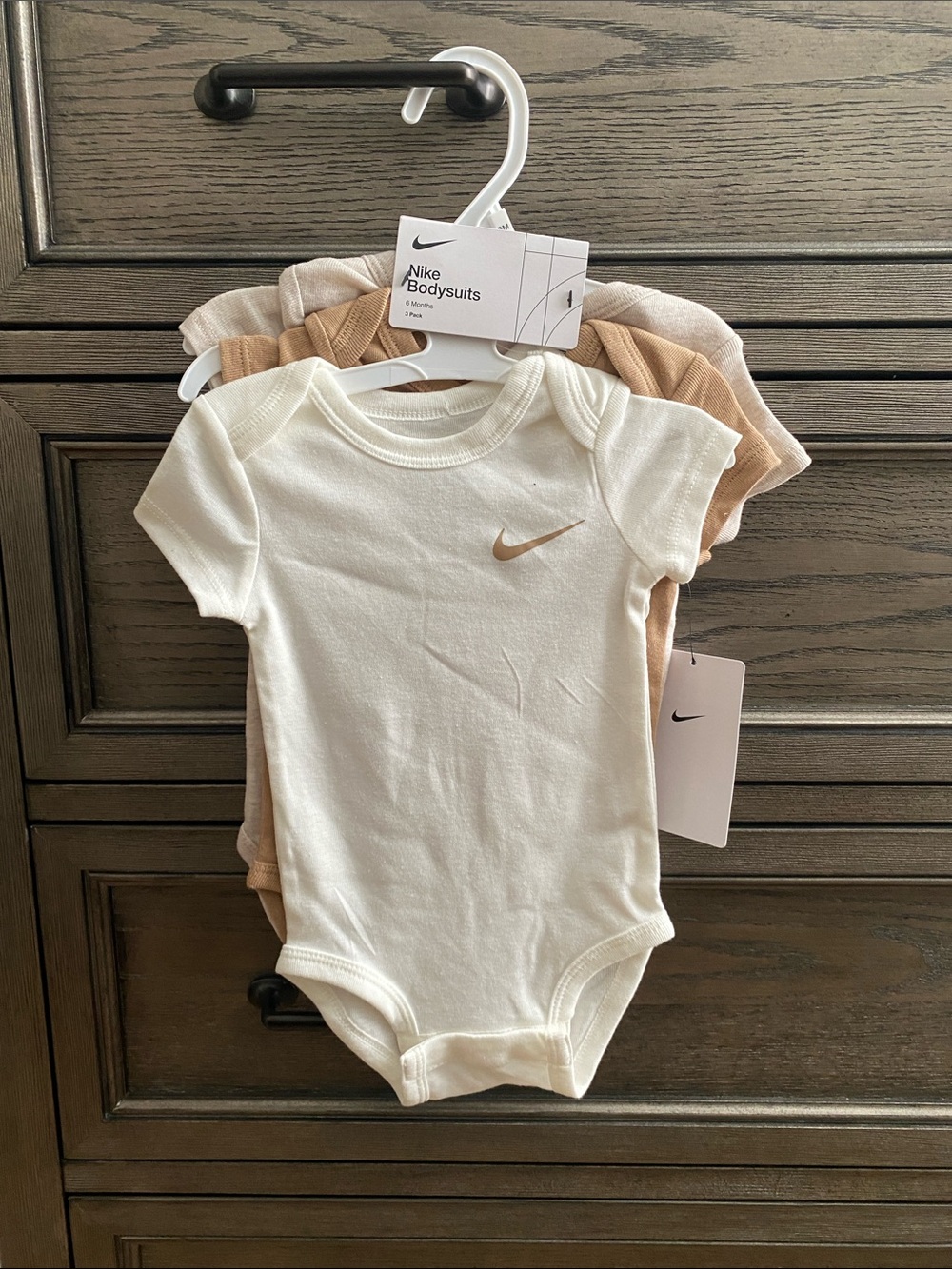 Nike Baby Short-Sleeve One-Piece Bodysuits - Cream & Tan